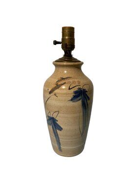 Vintage Mid Century Japanese Style Art Pottery Lamp Signed